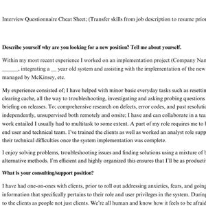 Editable | Interview Questionnaire Cheat Sheet With Answers |nail the ...