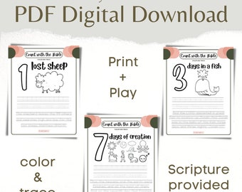 Count with the Bible Worksheets 1-10, Bible Worksheets, Kids Bible Activity, Bible Activity, Kids Bible Activity, Bible Activity