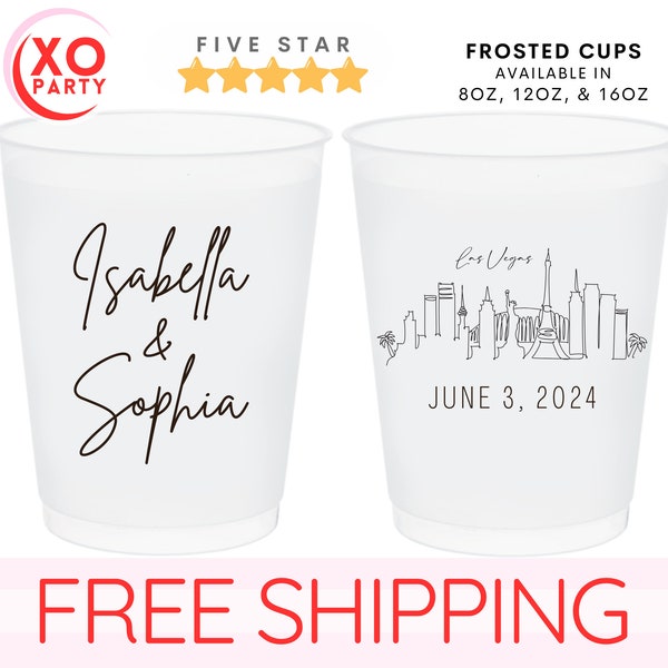 Custom LGBTQ Wedding Frosted Cups for Guests Custom Destination Wedding Cups Shatterproof Cups Plastic Wedding Party Cups Frosted Cups Gift