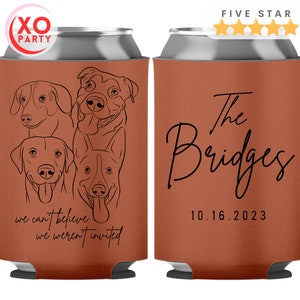 Custom Pet Drawing Can Coolers for Wedding favors in bulk for Guests with Pet link drawing