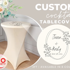 Custom Wedding Cocktail Table Cover Bridal event table cover with Custom logo tablecloth for Wedding Reception Personalized Table Cover