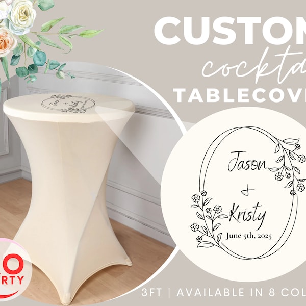 Custom Wedding Cocktail Table Cover Bridal event table cover with Custom logo tablecloth for Wedding Reception Personalized Table Cover