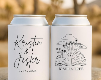 Desert Wedding Can Coolers | Custom Destination Wedding Favors | Personalized Outdoor Wedding Drink Coolers | Desert Wedding Party Gifts