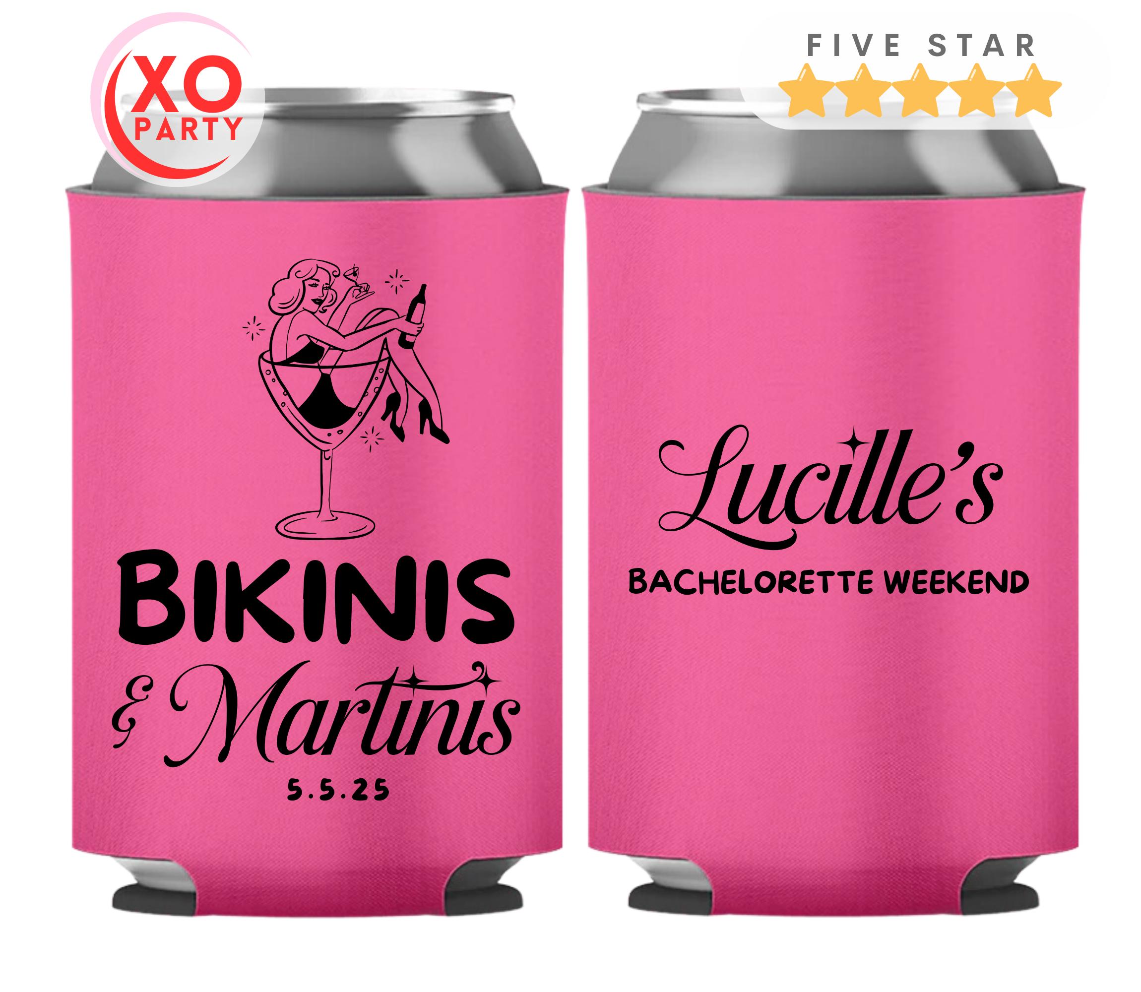 Bachelorette Can Coolers | Bikinis & Martinis Design Bachelorette Can Coolers | Bikinis & Martinis Design