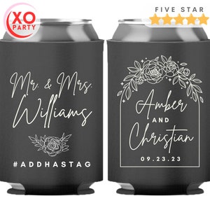 Personalized Wedding Can Cooler Cheers to the Mr and Mrs Customized Beverage Holder Wedding Favors for guests in Bulk Can Huggers