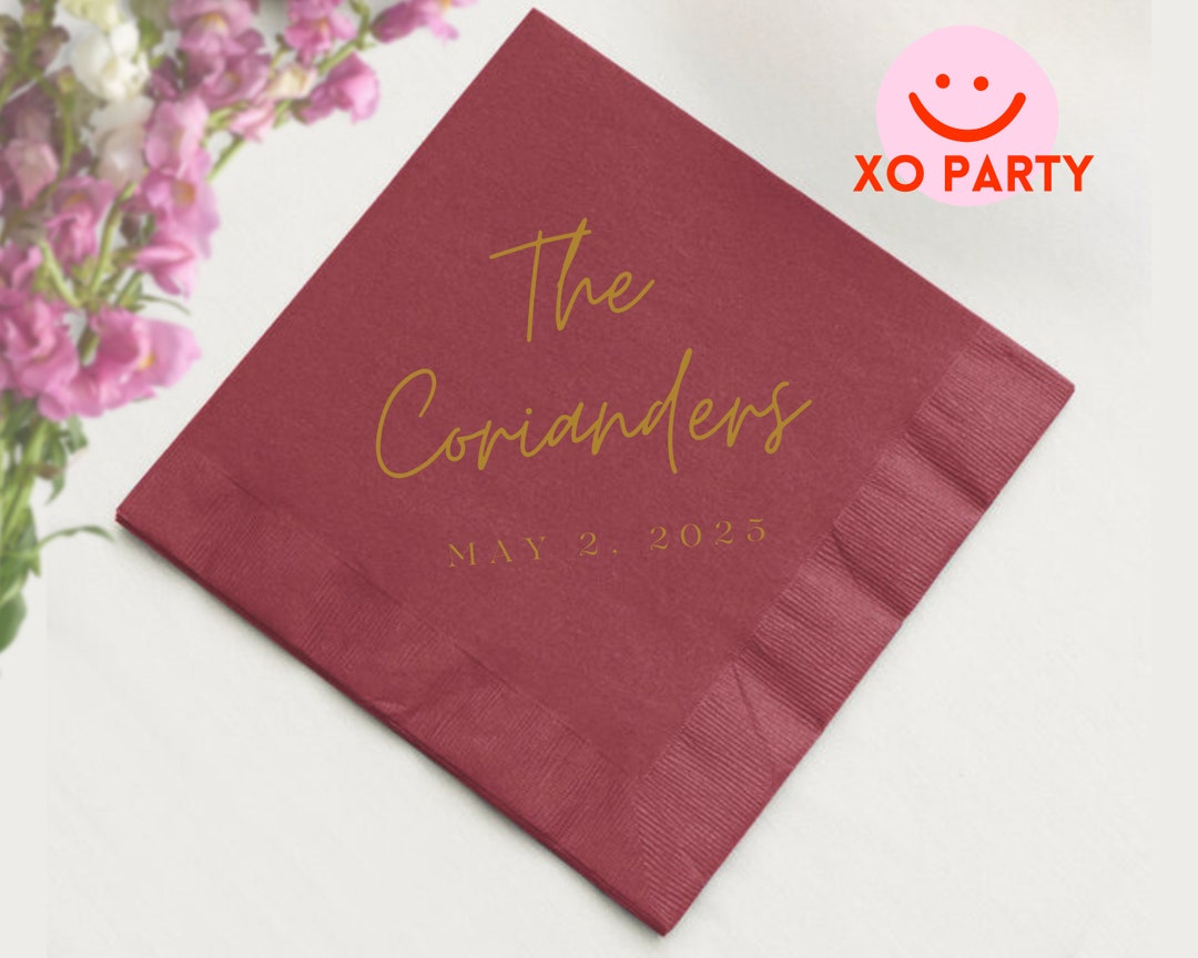 Customized Bridal Napkins Modern Wedding Tableware Personalized