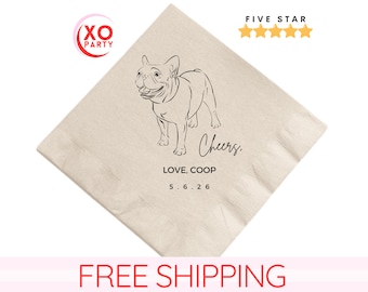 Custom Pet Wedding Napkins | Personalized Dog or Cat Cocktail Napkins | Pet Lover Wedding Decor | Unique Pet Bridal Party Favor