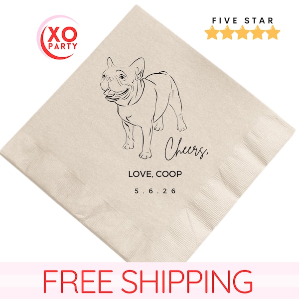 Custom Dog napkins, Pet Wedding Cocktail Napkins, Personalized Pet I do too Bridal Beverage towels, Favors for Guest In Bulk