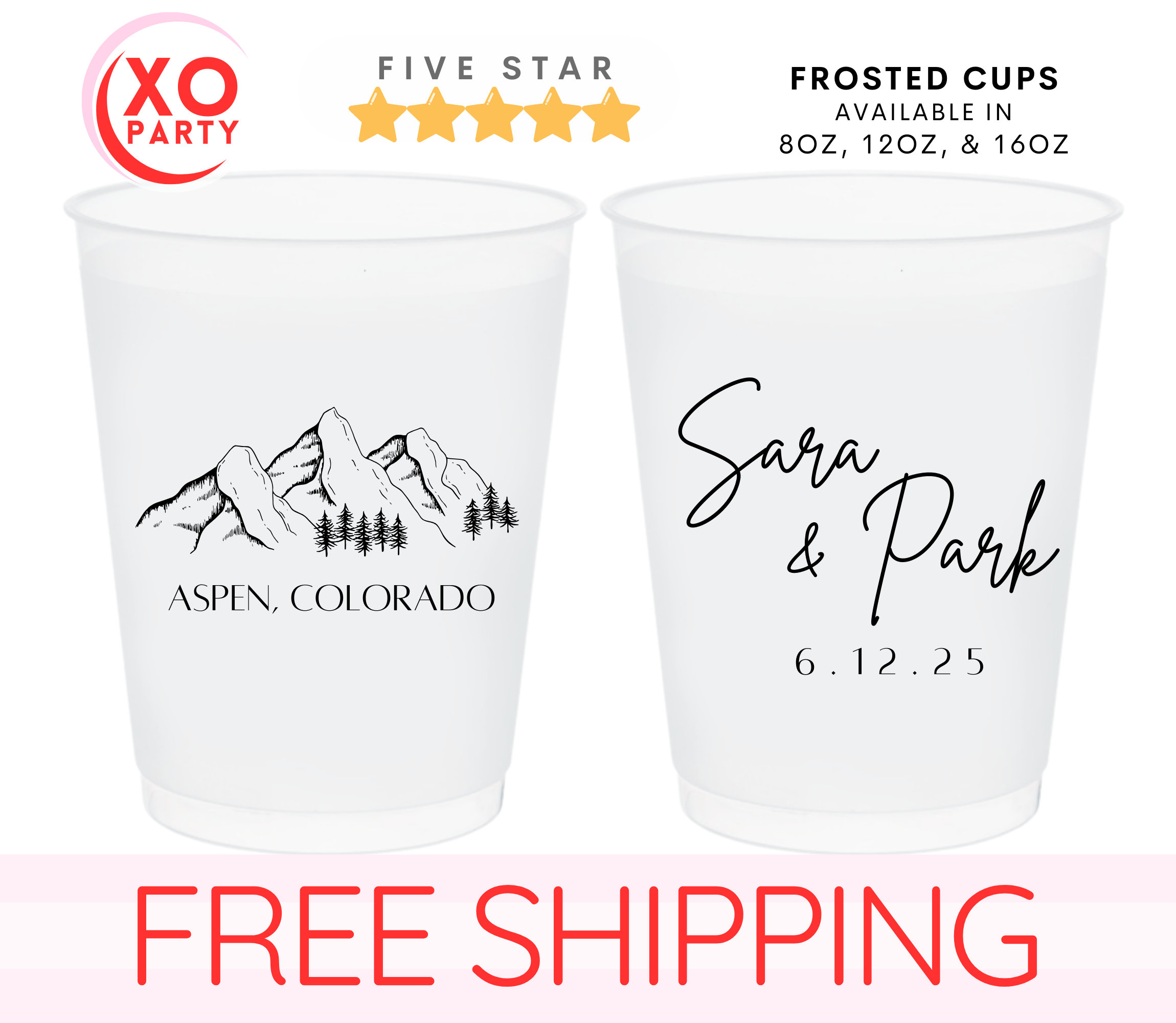 Custom Destination Wedding Frosted Cups for Guests Personalized Wedding Cups, Shatterproof Drinkware,Wedding Solo Cup