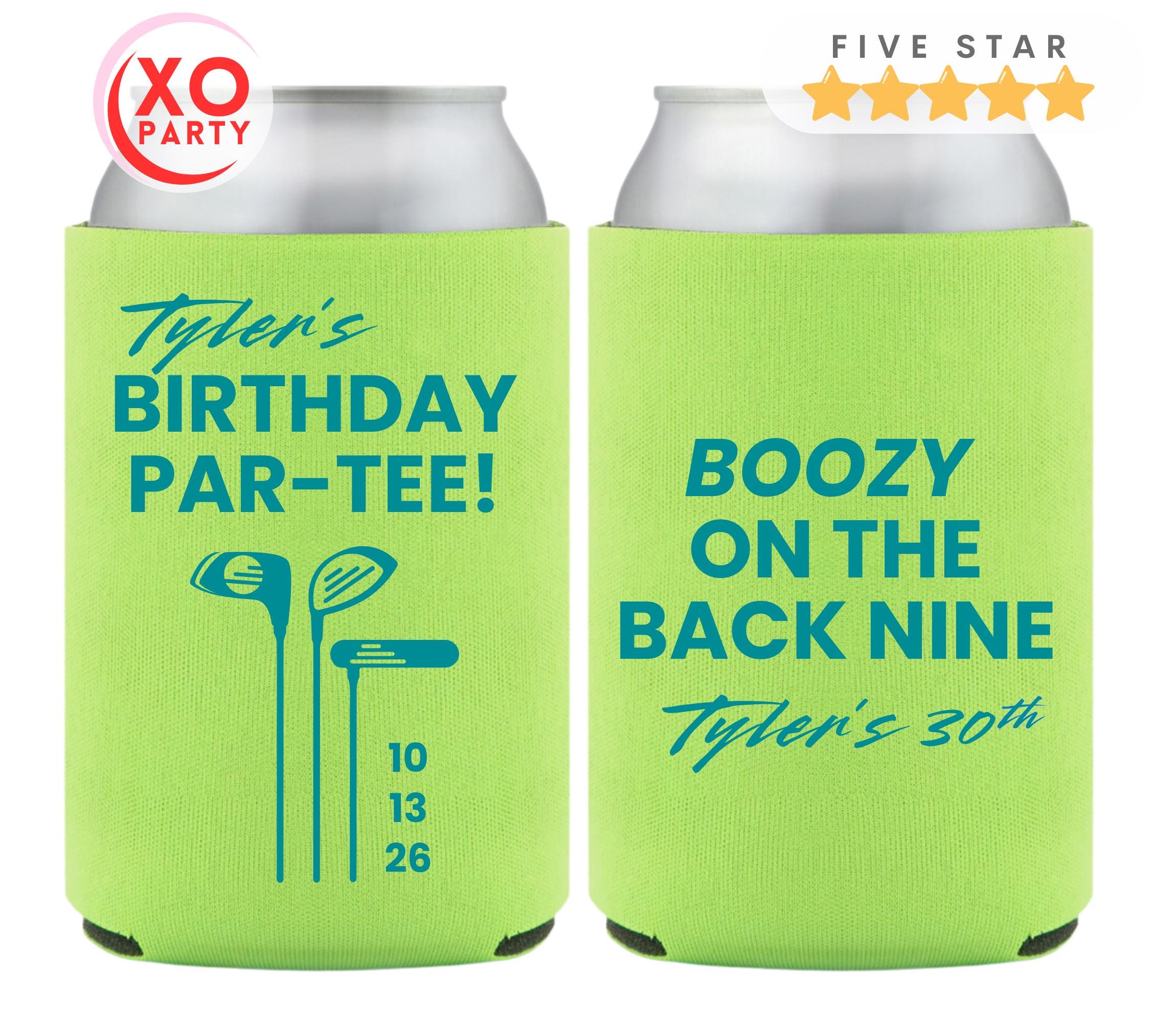 Custom Golf Birthday Can Coolers - Personalized Par-Tee Favors- Tee’d Up, Golf Lovers, Boozy on the Back nine, 30th Birthday, 40th, 50th