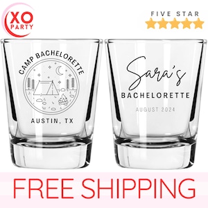 Personalized Camp Bachelorette Shot Glasses - Customizable Party Favors for Your Bachelorette Celebration