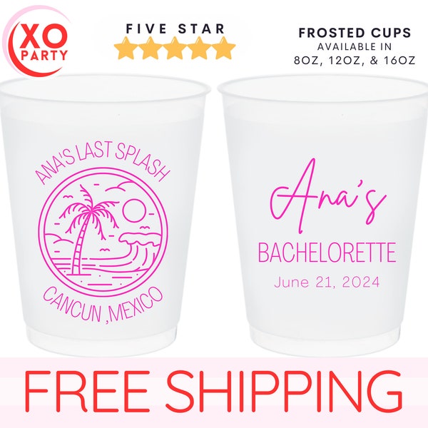 Custom Beach Bachelorette Frosted Cups, Personalized Shatterproof Solo Cup Beach Bach Party Favors for Your Bachelorette Celebration