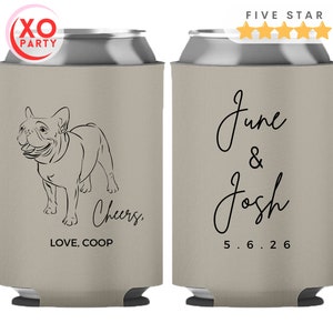 Custom Pet Illustration Wedding Can Cooler Dog Wedding Favors for guests in Bulk Wedding souvenirs Cotton beer cozy Monogrammed