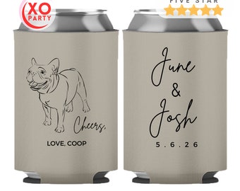 Custom Pet Illustration Wedding Can Cooler Dog Wedding Favors for guests in Bulk Wedding souvenirs Cotton beer cozy Monogrammed