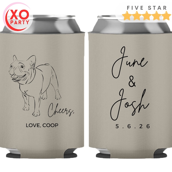 Custom Pet Illustration Wedding Can Cooler Dog Wedding Favors for guests in Bulk Wedding souvenirs Cotton beer cozy Monogrammed