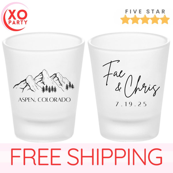 Frosted Shot Glass Custom Destination Wedding Favors in Bulk Reception party Favors for Guest