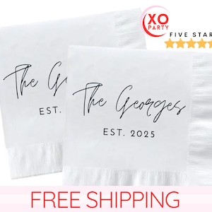 Personalized Wedding Napkins, Bridal Shower Gift, Wedding Decor, Modern Wedding Party, Bridal Shower Decorations, Wedding Cocktail Favor