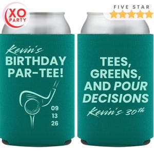 Custom Birthday Par-Tee, Golf Birthday Can Coolers, Personalized Birthday Party Favors 21st 30th 40th 50th 60th Birthday Favors, Golf Lovers