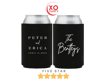Personalized Wedding Can Coolers | Custom Wedding Favors | Drink Sleeves for Guests | Bride and Groom Can Coolers | Bulk Party Favors