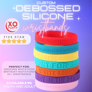 Custom Debossed Silicone Wristbands: Wedding, Party Favors