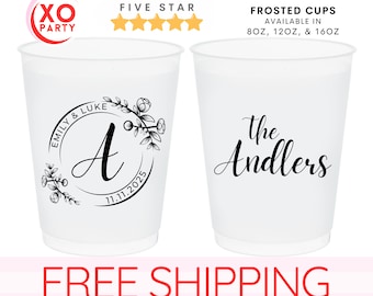 Personalized Wedding Cups: Minimalist Frosted Party Favors