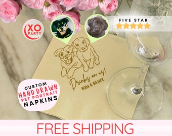 Custom Dog Napkins Bridal Gift Bridal Shower favors in bulk Wedding Party Custom Pet Decorations Pet Monogram Wedding Cocktail Favor