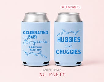 Personalized Baby Shower Can Coolers | Baby Shower Favors | Huggies & Chuggies | Custom Babyy Shower Party Favors In Bulk | Baby Boy or Girl