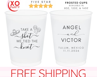 Personalized Frosted Wedding Cups: Mexican Fiesta Theme
