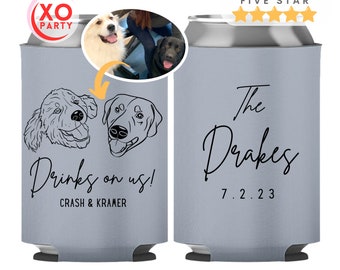 Personalized Pet Wedding Can Coolers: Dog & Cat Wedding Favors