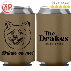 Custom Dog Drawing Can Cooler Wedding Favors for guests in Bulk Guest gifts