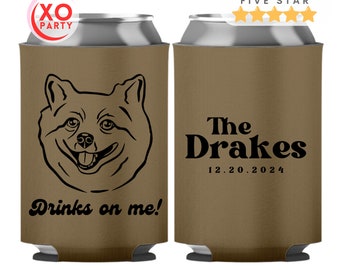 Custom Dog Drawing Can Cooler Wedding Favors for guests in Bulk Guest gifts