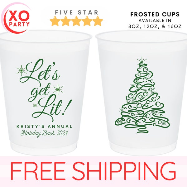 Let's get Lit! Custom Christmas Frosted Cups Personalized Plastic Wedding Party Cups for Holiday Party
