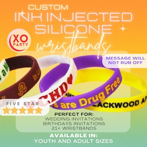 Custom Ink Injected Silicone Wristbands: Wedding Favors, Age Verification
