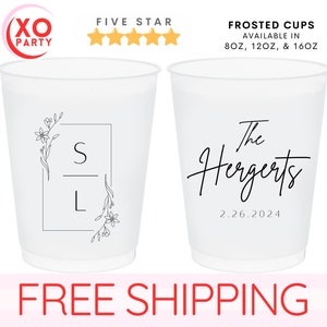 Custom Wedding Frosted Cups Personalized Cups Bride and Groom Plastic Wedding Party Cups Frosted Shatterproof Wedding Cups for Wedding Guest