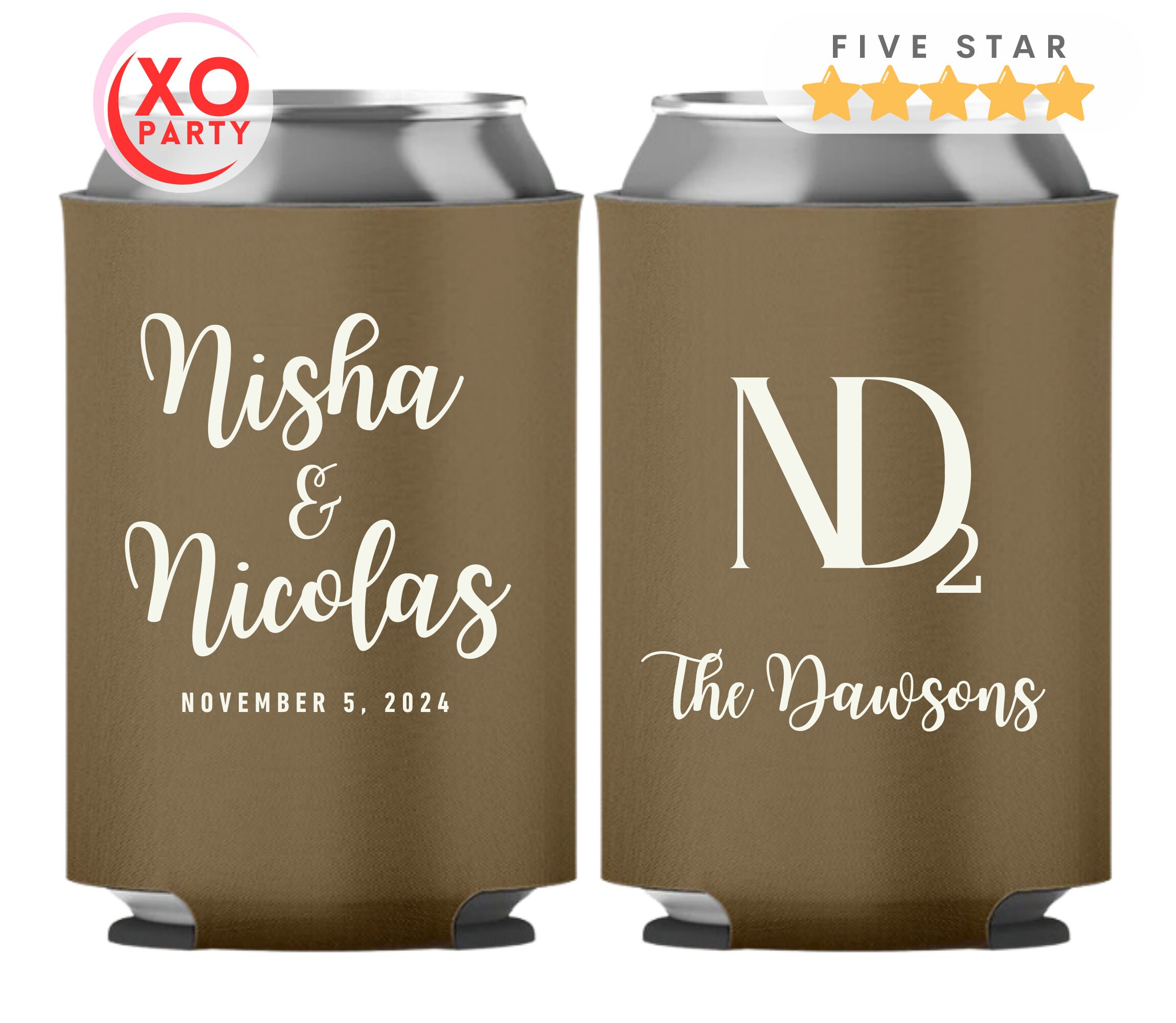 Personalized Initial Wedding Can Coolers, Customized Wedding Favors for Guests in bulk Custom Inital Logo