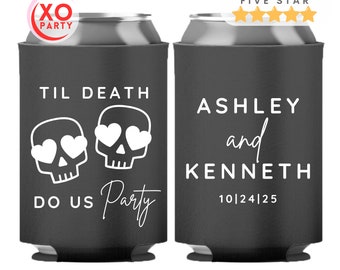 Custom Til Death Do Us Party Wedding Can Cooler Favors for guests in Bulk Wedding souvenirs