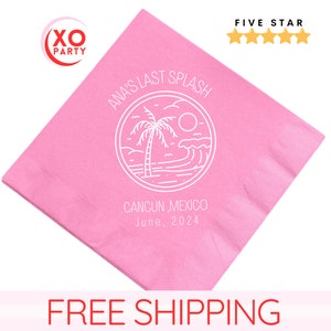 Custom Beach Bachelorette Napkins, Wedding Shower Favors, Party Personalized Napkins