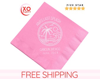Custom Beach Bachelorette Napkins | Personalized Tropical Party Napkins | Custom Bride Squad Favors | Coastal Bachelorette Decor