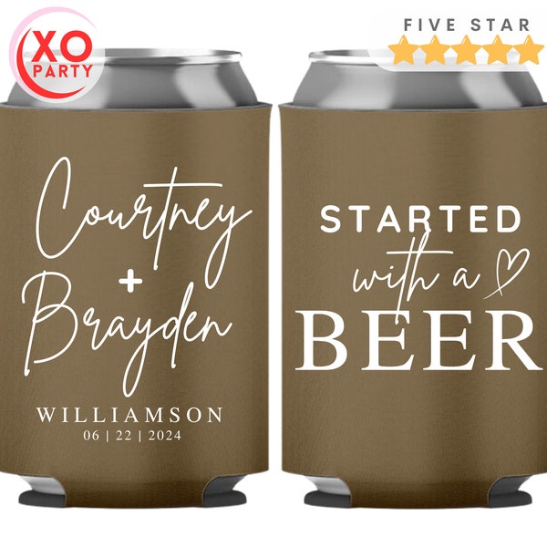 Started with a Beer Wedding Can Cooler Favors for guests in Bulk Wedding souvenirs plastic party cups