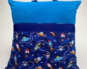 Astronaut Reading Pillow Cover: Space Rocket Cotton Pillowcase