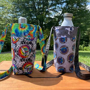 Water Bottle Sling Bag, Grateful Dead Bag, Water Bottle Holder, Bottle Accessory, Great gift!