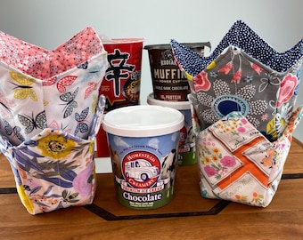 Handmade Reversible Ice Cream Pint Cozy: Cup Sleeve Pot Holder