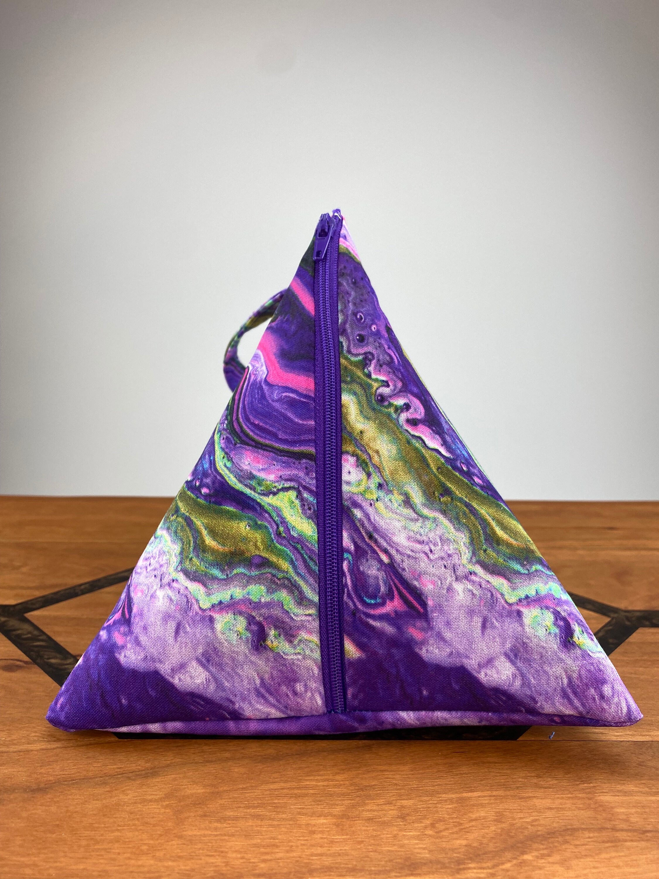 Pyramid Rope Bag Handmade Cotton Pyramid Pouch: RPG Dice Bag, Tetrahedron Zippered ...