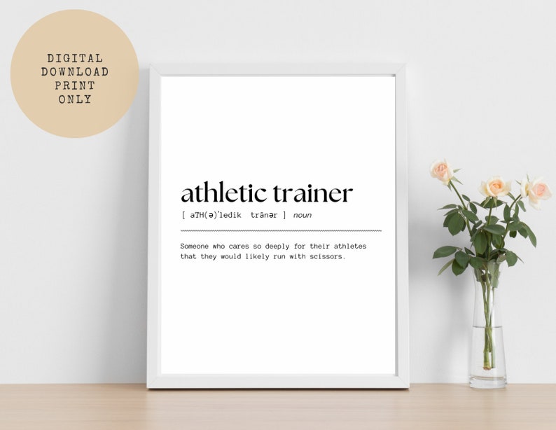 Definition of Athletic Trainer Wall Art, Athletic Trainer Gift