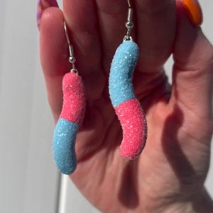 Sour gummy worm earrings