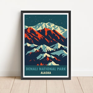 Denali National Park Alaska | Travel Poster | High Quality Art Print Gift