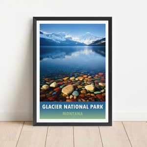 Glacier National Park Montana | Travel Poster | High Quality Ai Art Print Gift