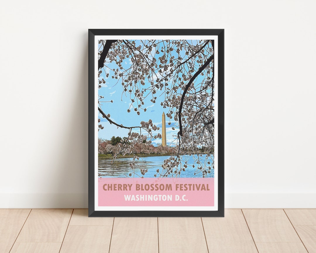 Washington DC Cherry Blossom Art Print | Tidal Basin Travel Poster ...