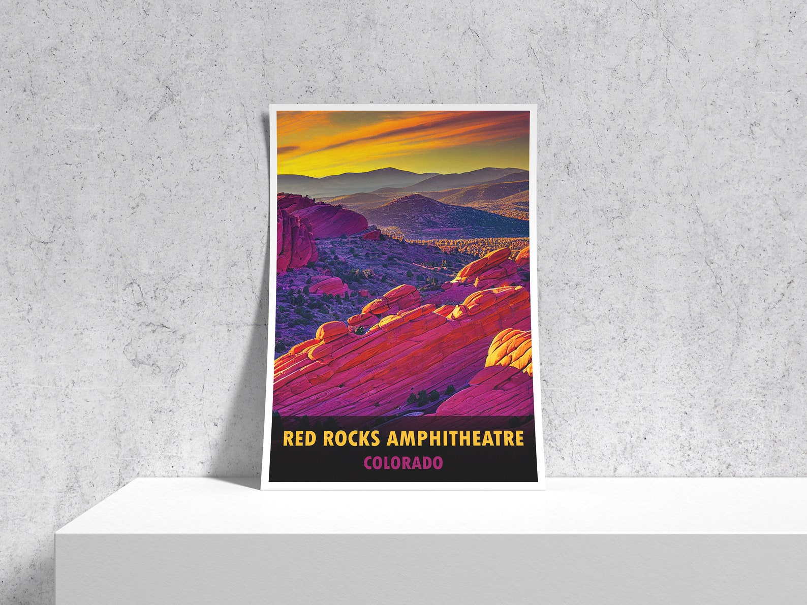 Red Rocks Amphitheatre Art Print | Morrison Colorado Travel Poster ...