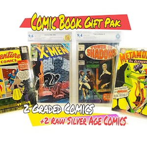 Puede incluir: Una colección de cuatro cómics, dos calificados y dos sin calificar. Los cómics calificados son "The Uncanny X-Men #15" calificados 9.6 y "Tower of Shadows #1" calificados 9.4. Los cómics sin calificar son "Adventure Comics #219" y "Metamorpho #12".